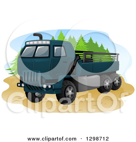 Clipart Of A Blue Army Truck   Royalty Free Vector Illustration By Bnp