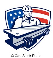 Construction Worker I Beam Shield   Illustration Of A