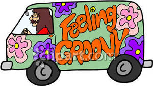 Hippy Driving A Van That Feels Groovy   Royalty Free Clipart Picture