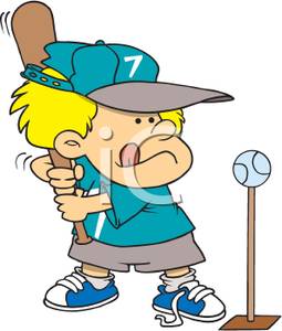 Kid Playing T Ball   Clipart