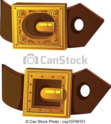Vector   Gold Buckle On Brown Belt   Stock Illustration Royalty Free
