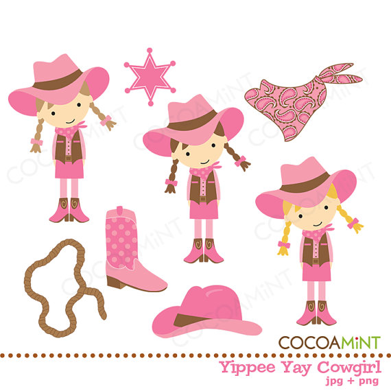 Yippee Yay Cowgirl Clip Art By Cocoamint On Etsy