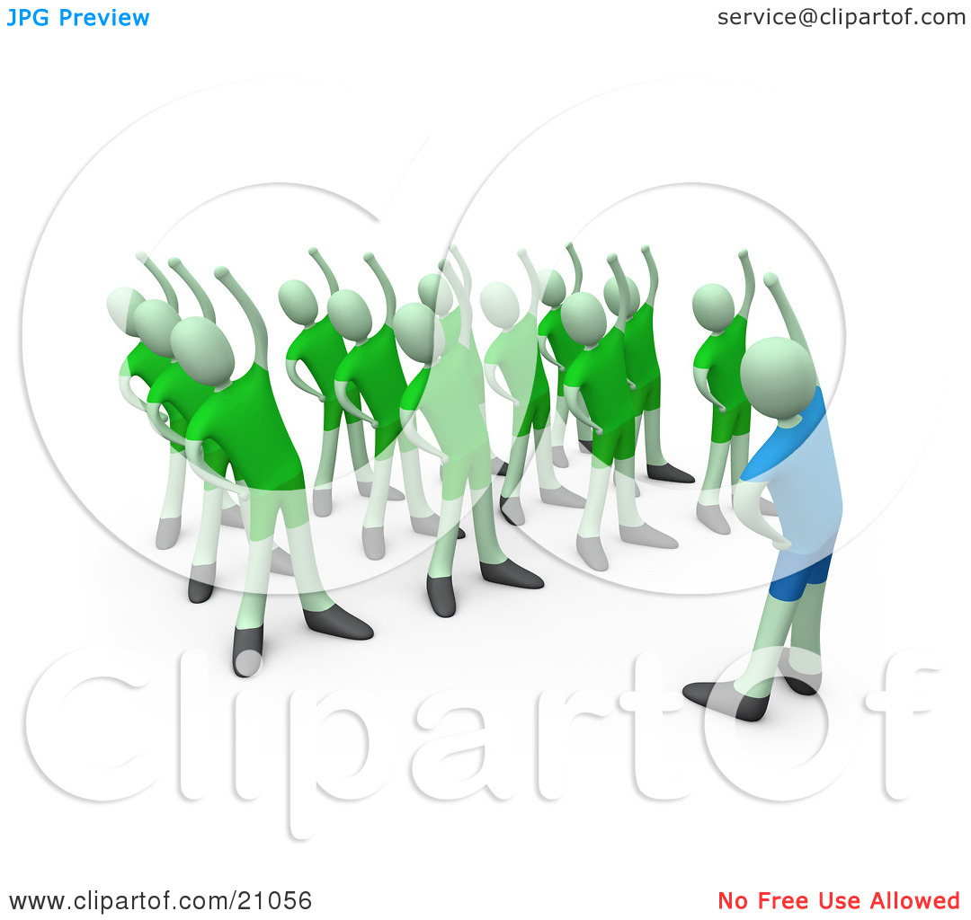 Clipart Illustration Of An Aerobics Class Instructor Stretching With