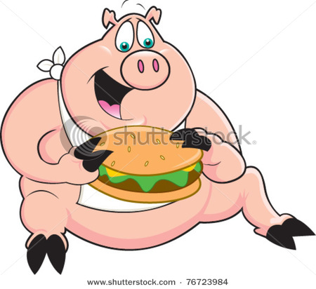 Funny Pig Eating Pig Clipart