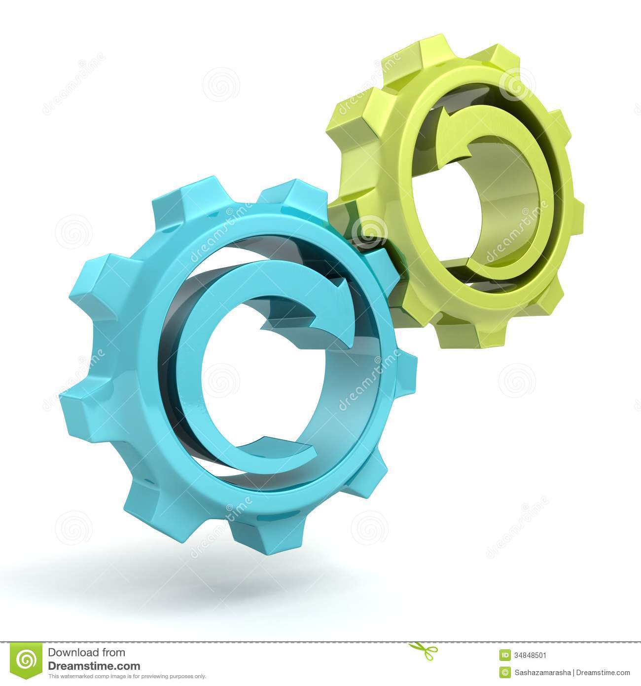 Business Process Concept Blue Green Gears With Arrows Stock Image