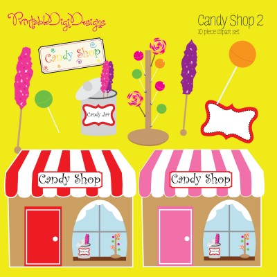 Candy Shop 2 Clipart Graphic Set   5 00 Sweet Candy Shop 2 Clipart