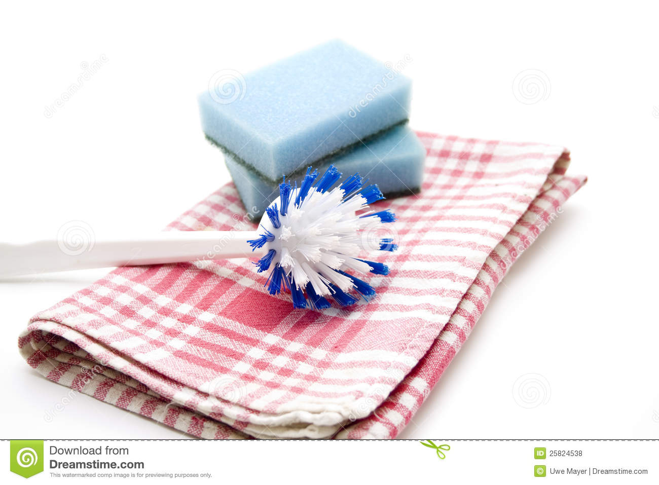 Dish Towel And Rinsing Brush Royalty Free Stock Photos   Image