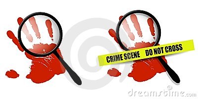 Handprint And Magnifying Glass And One With Crime Scene Tape Added