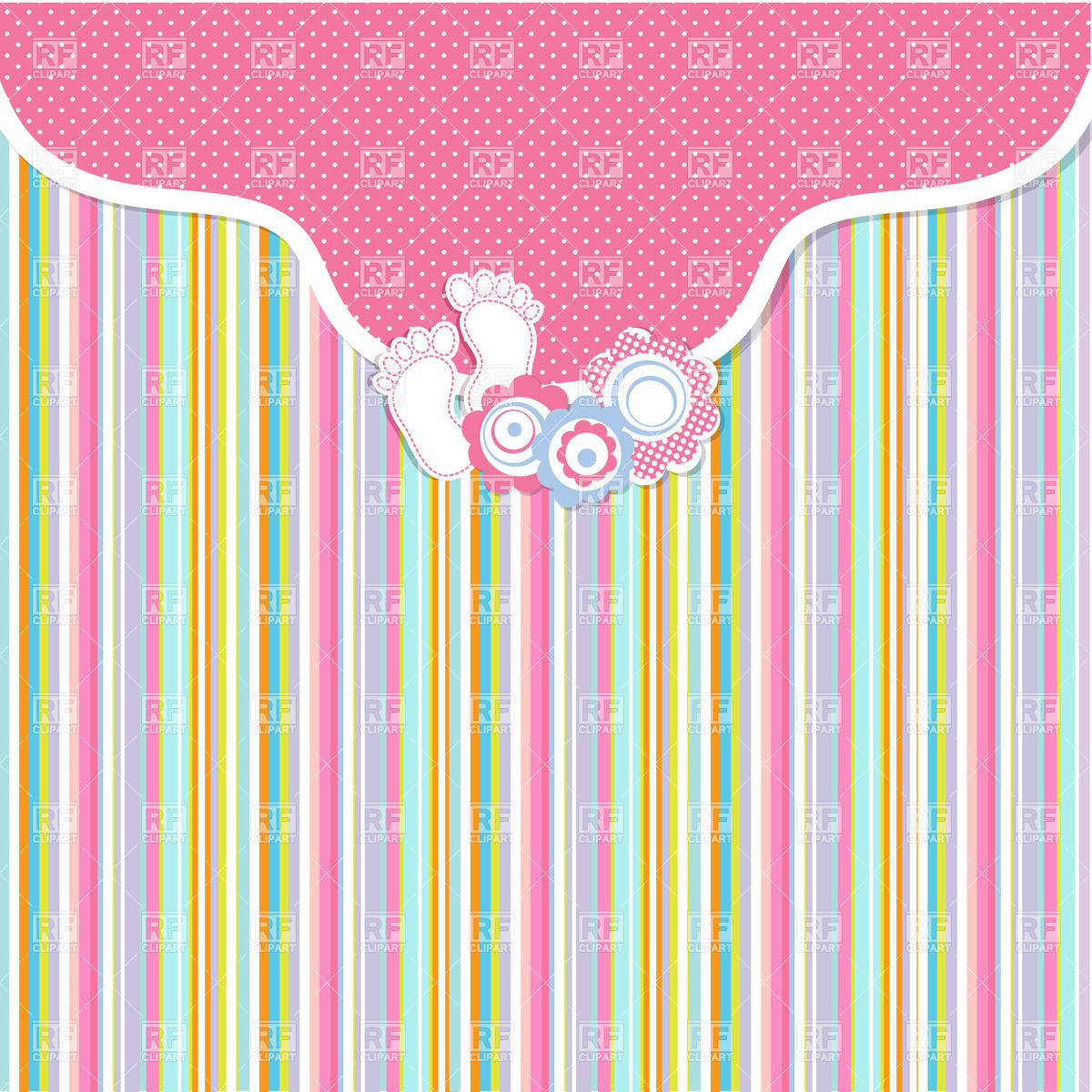 Pink Bended Frame And Stripped Background  Baby Girl Arrival