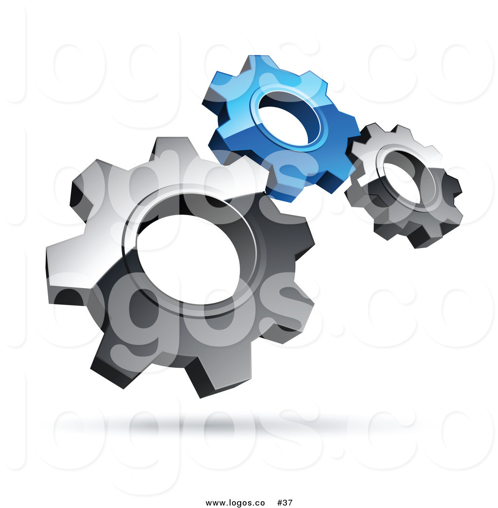 Royalty Free 3d Vector Logo Of Silver And Blue Gears By Beboy    37