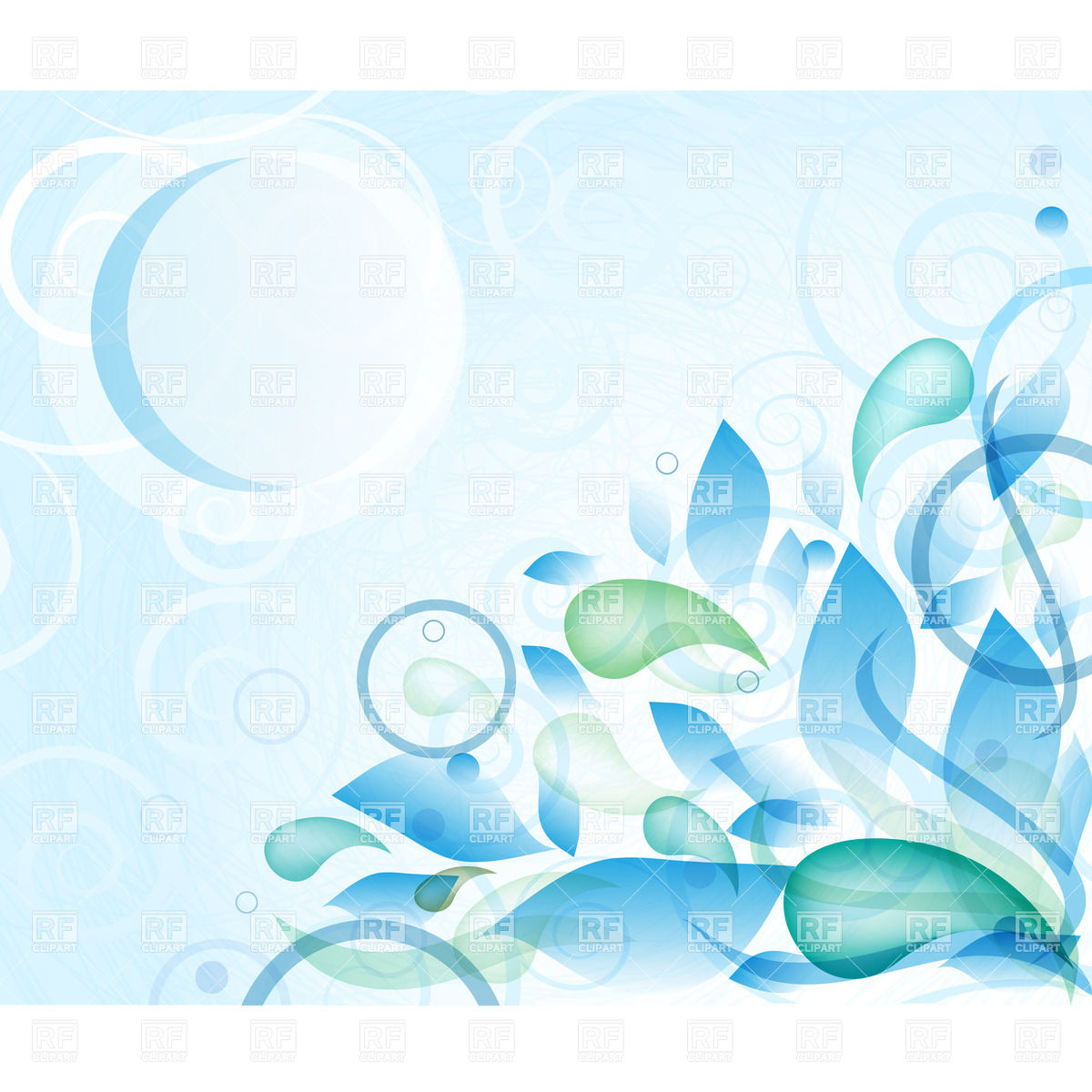 Abstract Blue Background With Foliage And Curls 21703 Download