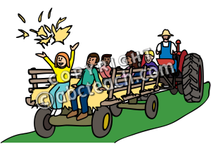 Clip Art  Tractor Hayride With Children Riders  Color    Fall