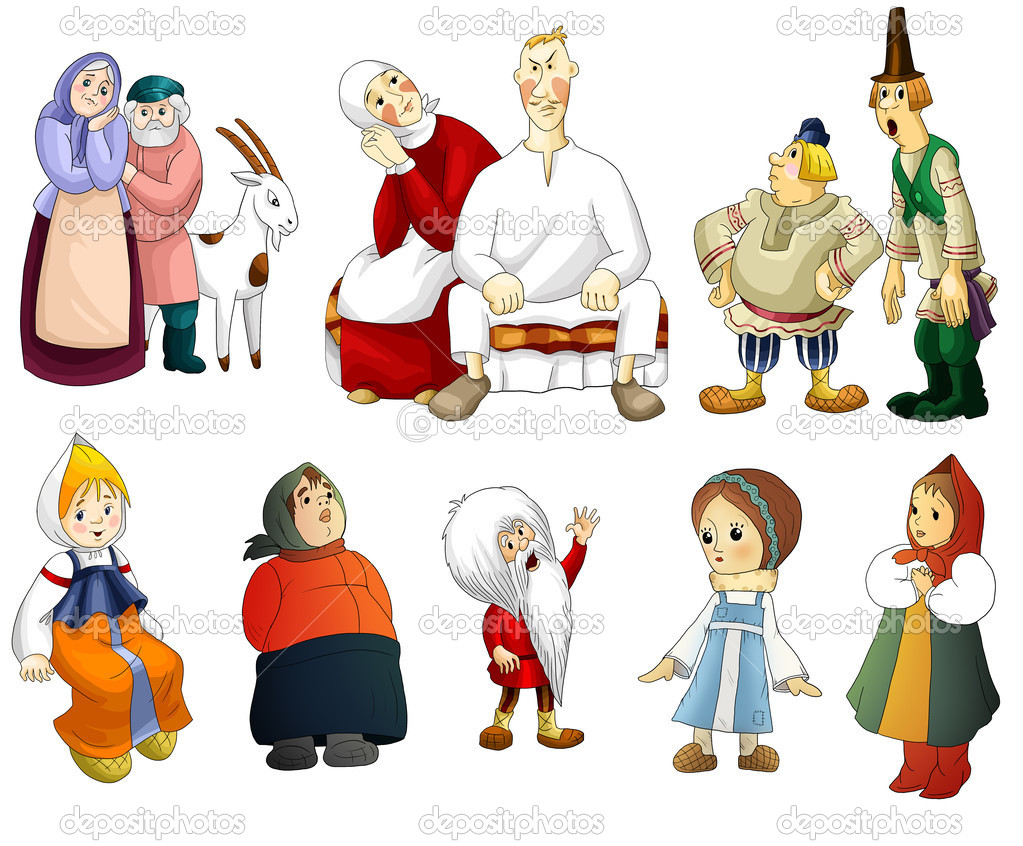 Man Woman Old Young Kids Rural Clipart Cartoon Style Vector White