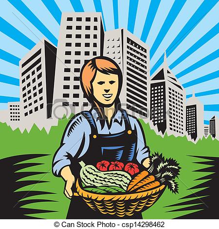 Vector Of Organic Farmer Farm Produce Harvest   Illustration Of Woman