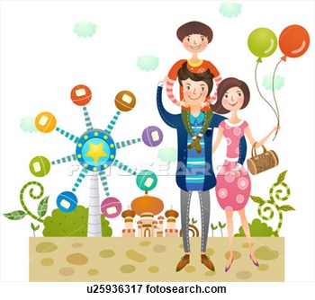 Family At Amusement Park  Fotosearch   Search Eps Clipart