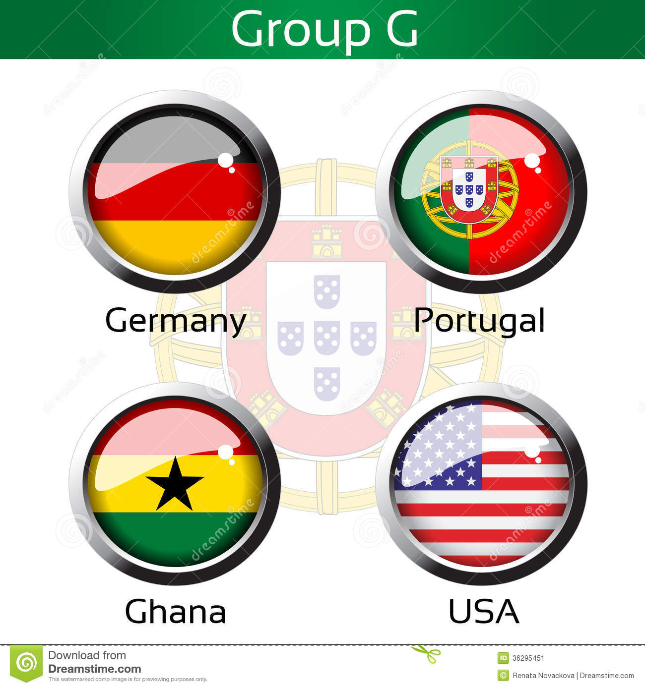 Flags   Football Brazil Group G   Germany Portugal Ghana Usa Stock