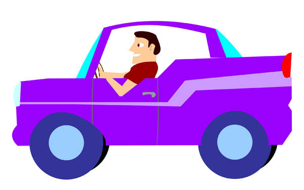 Man Driving A Purple Car