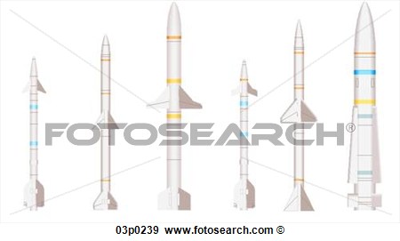 Clip Art Of Air To Air Missiles 03p0239   Search Clipart Illustration
