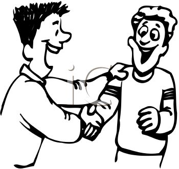 Guy Greeting His Friend With A Handshake   Royalty Free Clip Art