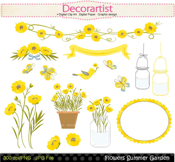 Mason Jar With Yellow Flowers Clipart Flowers Clip Art Mason Jars