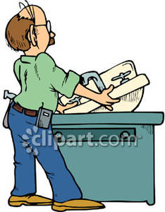 Putting A New Sink In A Bathroom Vanity   Royalty Free Clipart Picture