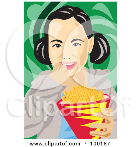 Royalty Free  Rf  Clipart Illustration Of A Girl Eating French Fries