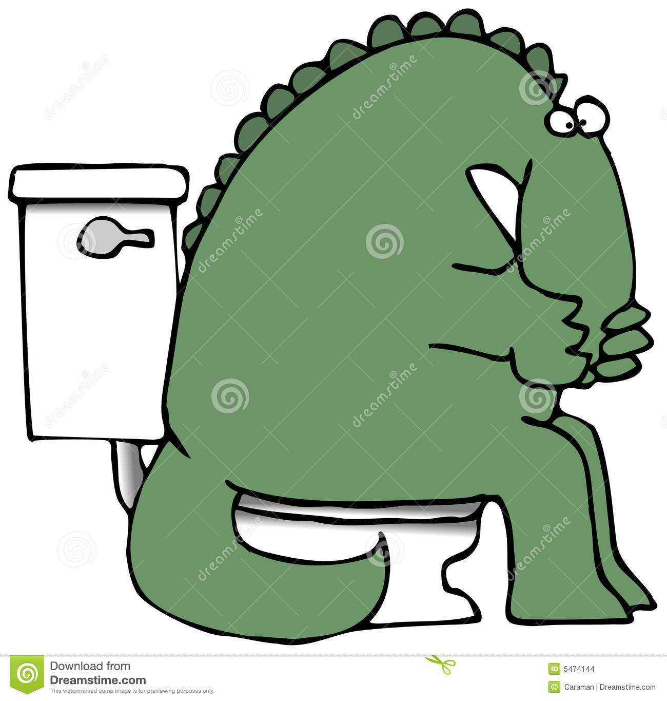 This Illustration Depicts A Dinosaur Sitting On A Toilet And Holding