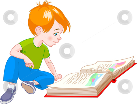 Book Boy Stock Vector Clipart Boy Sitting On Floor And Reading A Book