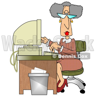 Computer Desk In An Office Clipart Illustration   Dennis Cox  11199