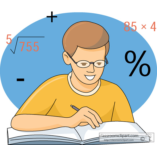 Mathematics   Student Solving Mathematics Problem   Classroom Clipart