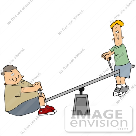 Royalty Free People Clipart Of Two Boys Skinny And Chubby Playing On
