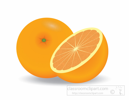 Fruits   Whole Orange Cut In Half Fruit Clipart   Classroom Clipart