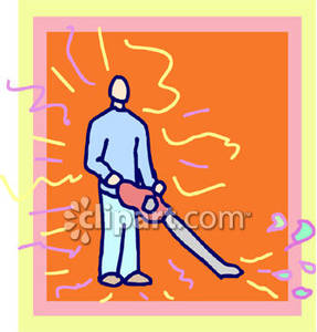 Man Holding A Leaf Blower   Royalty Free Clipart Picture