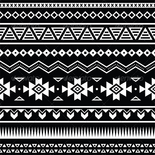 Aztec Seamless Pattern Tribal Black And White   Patterns Decorative