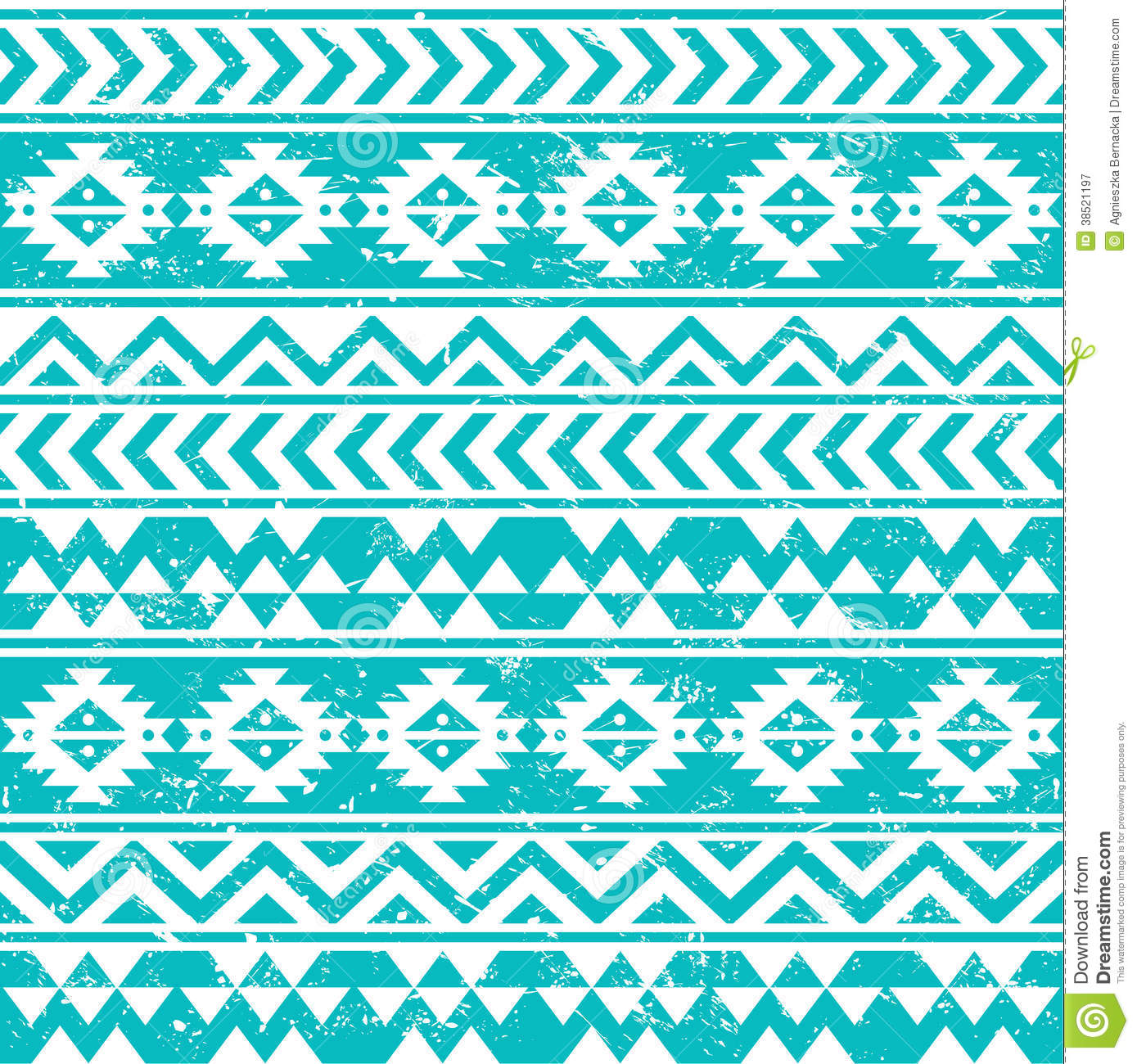 Aztec Tribal Seamless Grunge White Pattern On Blue Background Royalty