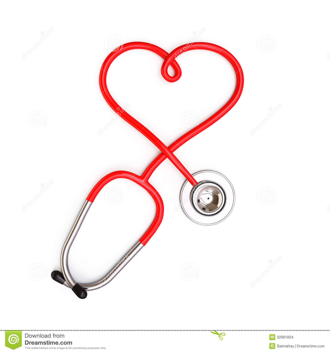 Heart Shape From Stethoscope On White Background  3d Render