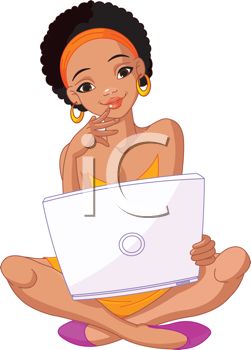 Royalty Free Clip Art Image  African American Teenage Girl With Laptop