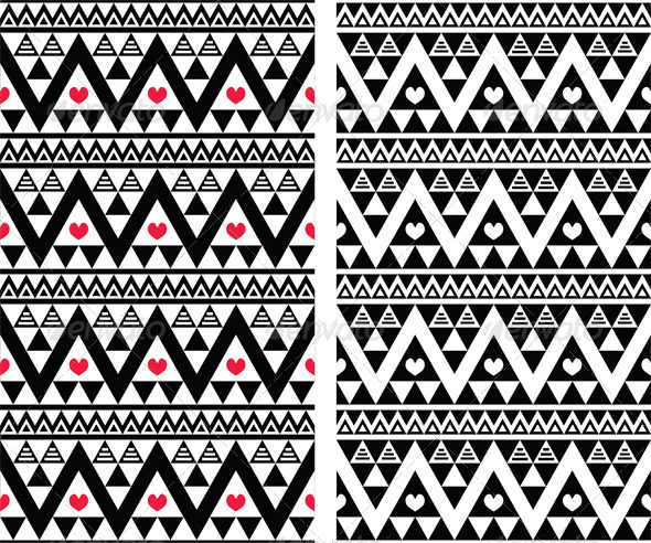 Tribal Aztec Seamless Pattern With Heart   Patterns Decorative