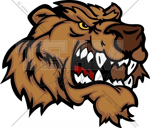 Grizzly Bear Mascot Head Vector Cartoon   Team Clipart  Com   Quality