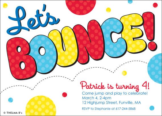 House Party Invitation Custom Printable Bounce By Thelmabs  12 00