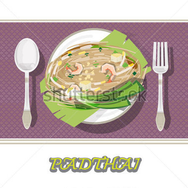 Pad Thai  Stir Fry Noodles With Shrimp On Banana Leaf  Thai Noodle