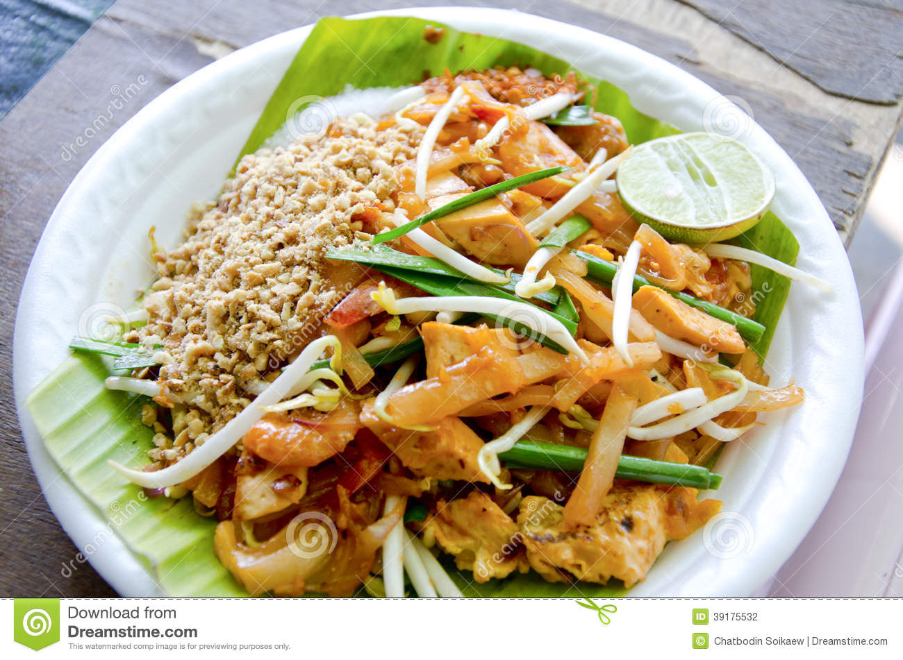 Thai Noodle Called Phad Thai In Amphawa Floating Market Thailand