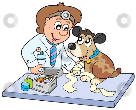 Dog With Sick Paw At Veterinarian Stock Vector Clipart Dog With Sick