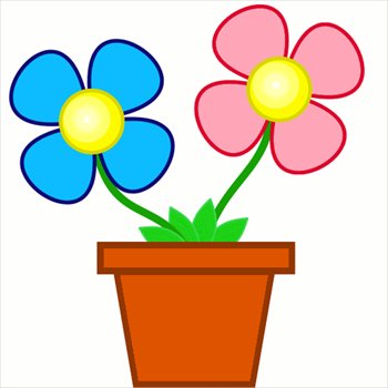 Free Bright Flowers In Planter Clipart