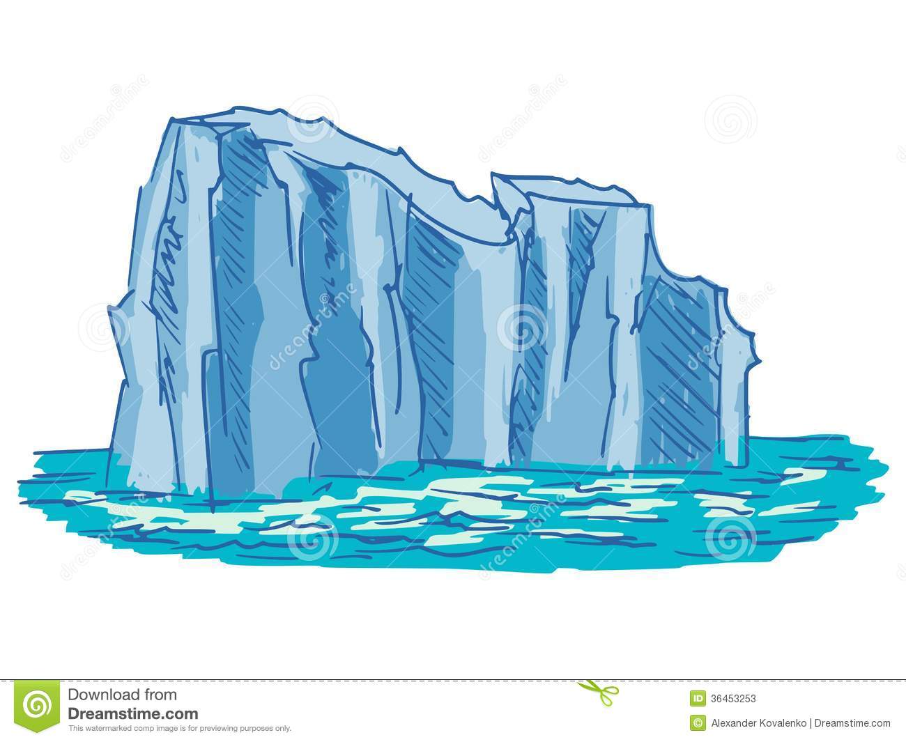 Hand Drawn Cartoon Sketch Illustration Of Iceberg