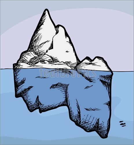 Illustration Of Cross Section View Of An Iceberg Above And Below Water