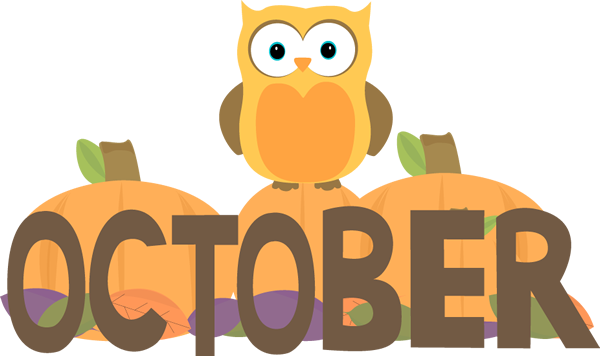 Month Of October Owl Clip Art Image   The Word October In Brown