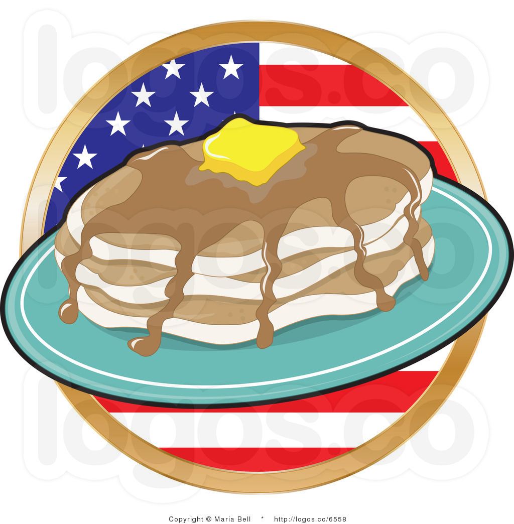Pancake Clipart Royalty Free Clipart Flapjacks Over An American Flag