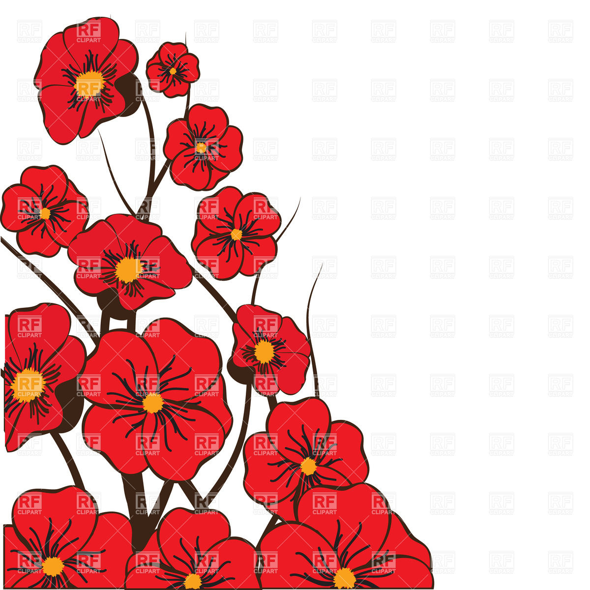 Red Bright Flowers Download Royalty Free Vector Clipart  Eps 