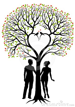 Couple With Heart Tree Vector Background Royalty Free Stock Photos